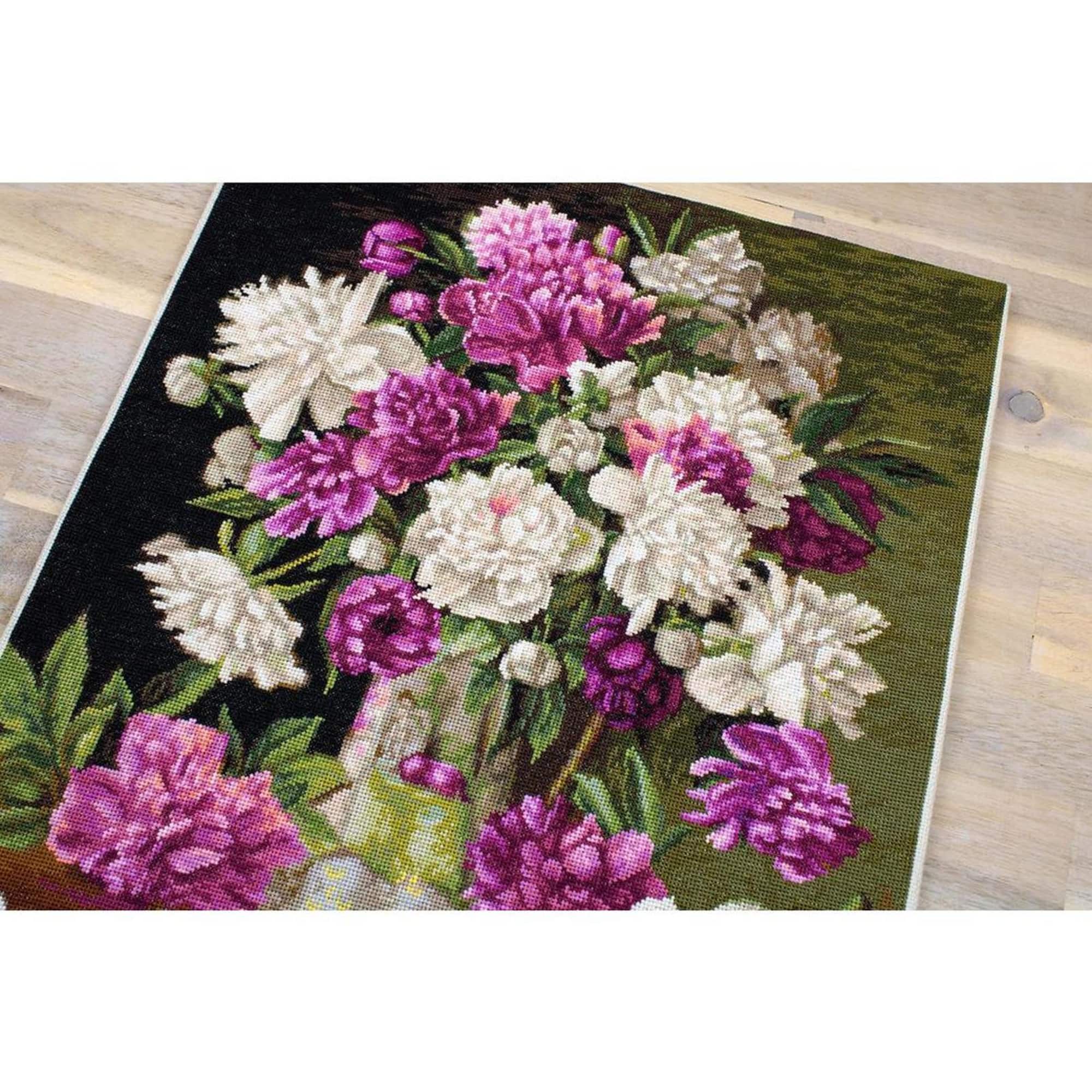 Luca-s Red And White Peonies Counted Cross Stitch Kit